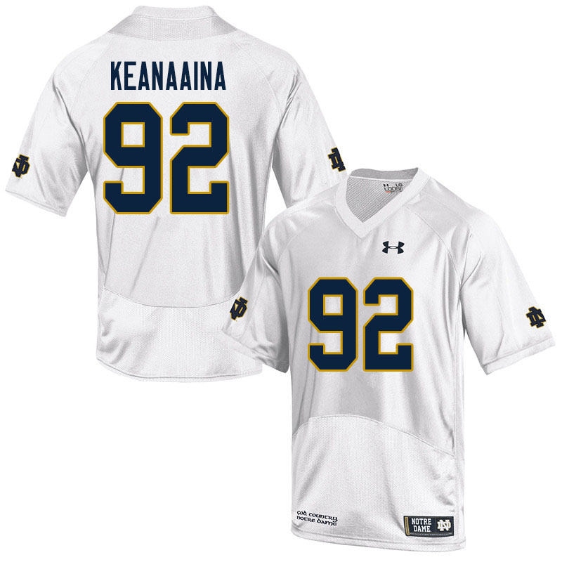 Men's NCAA Notre Dame Fighting Irish #92 Aidan Keanaaina Stitched College Under Armour Authentic White Football Jersey TN10R50DY